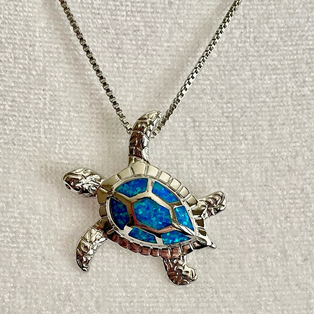 Sea Turtle Blue Opal Necklace